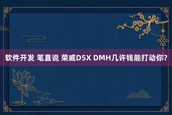 软件开发 笔直说 荣威D5X DMH几许钱能打动你？
